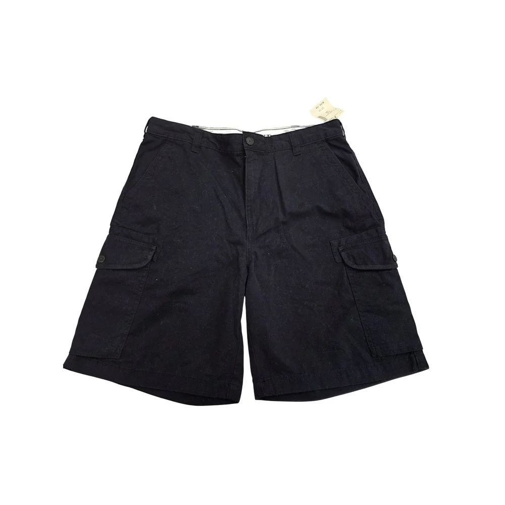 Lands End Mens Navy Blue Cotton Twill Cargo Shorts New With Tags